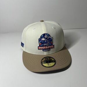 New Era 59FIFTY  New York Giants 1983‎ Pro Bowl Hawaii Fitted Hat Sz 7 1/2 Cream
